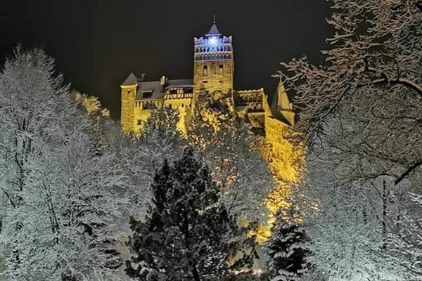 Castelul Bran ( Törzburg ), județul Brașov în straie de iarnă